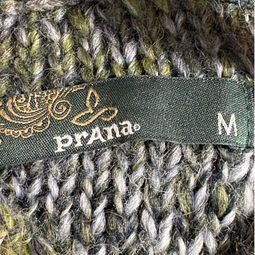 Prana Breathe Womens Medium Green Wool Blend Space Dye‎ Full Zip Hooded Sweater